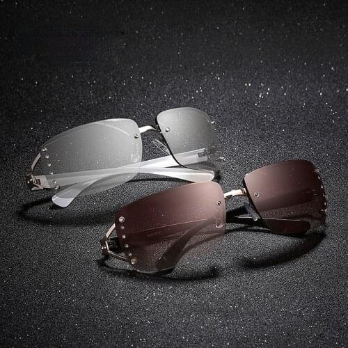 Transparent diamond womens sunglasses frameless diamond sunglasses womens new fashion outdoor sunglasses