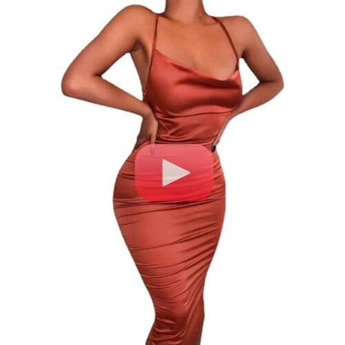 Neon Satin Lace Up Summer Sexy Dress Women Bodycon Long Midi Vintage Backless Elegant Party Outfits Sexy Club Clothes Dress Robe