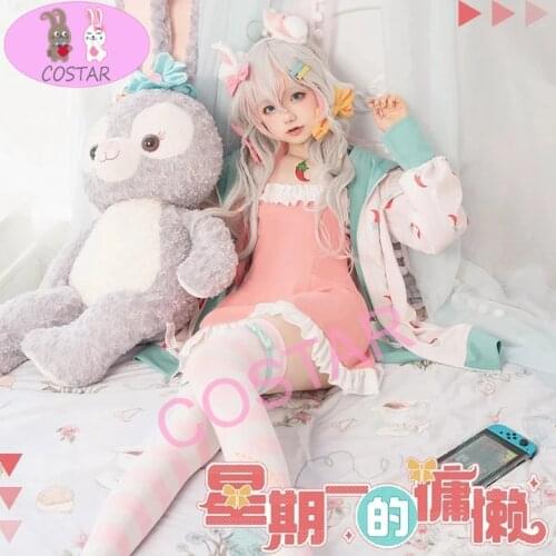 Anime! VTuber Virtual Youtuber Kagura Nana Monday Laziness Dressing Gown Lovely Uniform Cosplay Costume Role Play Women 2021 NEW