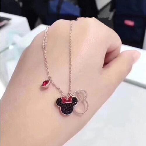 Disney Mickey mouse Cartoon Lady silver Necklace women fashion Sweater accessories gift jewelry lovely Minnie chain