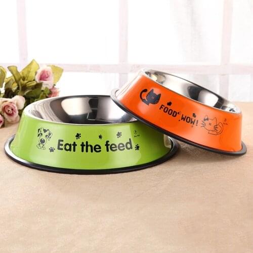 Pet Dog tableware Bowl Cat Cartoon Stainless Steel Dog Pot Bowl Pet Cat Feeder Water Bottle Food