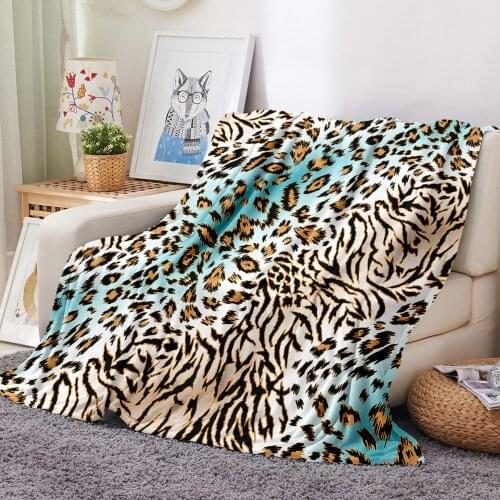 Animals Skin Flannel Blanket Leopard Snake Print Soft Plush Throw Blanket for Sofa Couch Home Bedding Gift for Girl Boys Teens