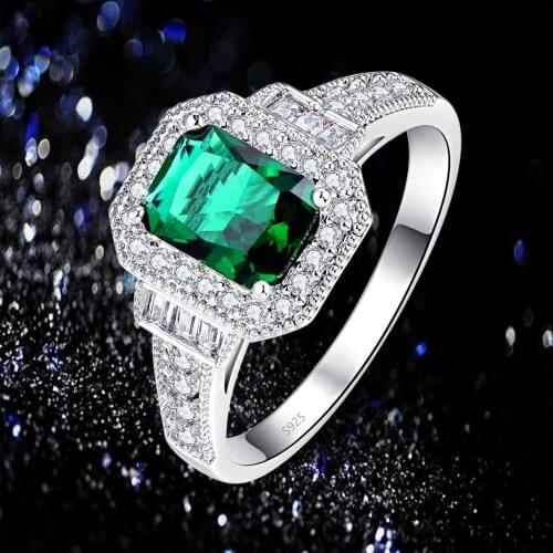 J.C Emerald Quartz & Tanzanite 925 Sterling Silver Ring Size 6 7 8 9 Women Vintage Classic Jewelry Gift