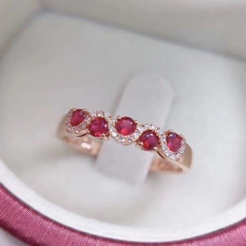 Fashion 925 Sterling Silver Rings Micro inlay Ruby Diamond Rings For Women Single Row S925 Silver Engagement Ring Fine Jewelry