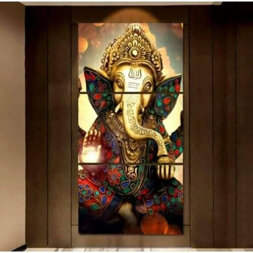 3 Pieces HD Printed Modular Wall Art Pictures Canvas Home Decor Room Elephant Trunk God Painting No Frame