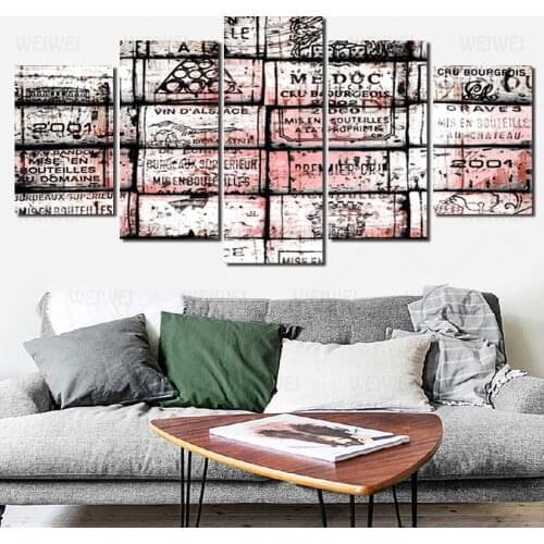 Letters and Flowers Series Five-Piece Living Room Decoration Painting Wall Art Painting Home Decoration Study Room Decor