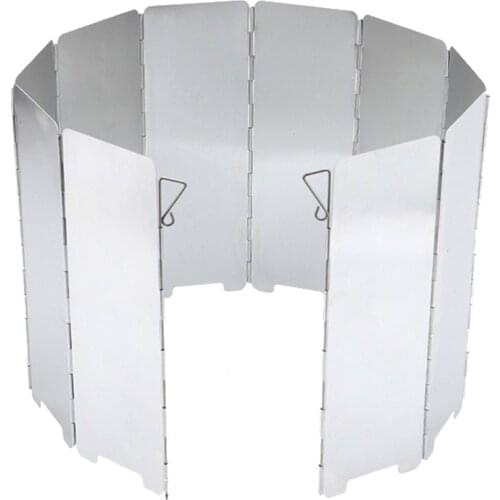 10 Plates Outdoor Gas Stove Wind Shield Foldable Camping Cooking Burner Windproof Screen Aluminium Alloy Picnic Stove Windshield