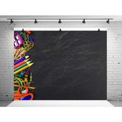 VinylBDS 7x5ft / (2.2x1.5m) Back to School Photography Backdrop Blackboard Stationery Backgrounds Microfiber Photographic
