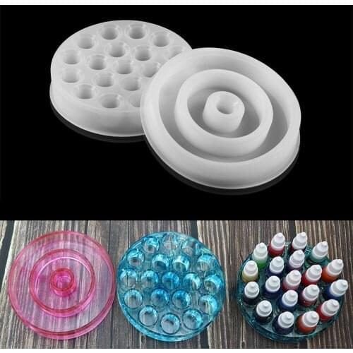 1Pcs Round Resin Pigment Storage Boxes 19 Holes Storage Epoxy Mold for DIY Epoxy Resin Mould Crafts Jewelry Accessories Tools