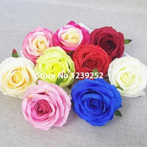 10pcs/lots 9cm 13 layer Silk Flower Head Big Rose Flowers Artificial Flowers Ball Head Brooch Wedding Decoration fake flowers