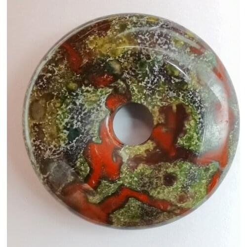 30MM Dragon Blood Stone GEM Carved Safety Button Pendant Necklace Jewelry For Woman Gift H326