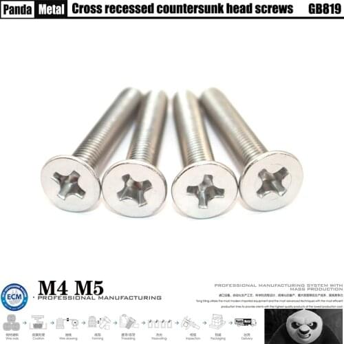 304 stainless steel cross recessed countersunk head screw GB819, machine screw, flat head screw DIN965 specification M4M5