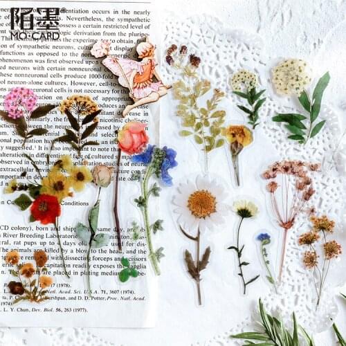 40sheets Plant Flowers Mini Scrapbooking Stickers Aesthetic Paper Sticker Flakes Stationary Office Accessorie Art Supplie