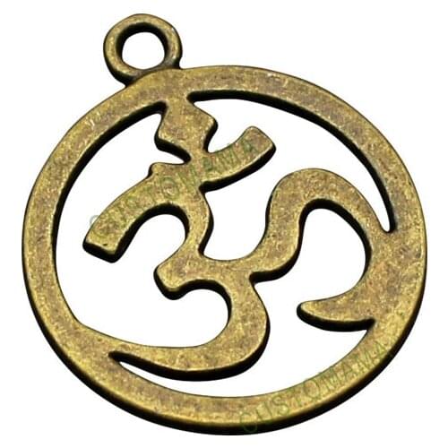 70pcs- OM Charms, Antique Silver / Bronze Yoga charm Pendants 23x19mm