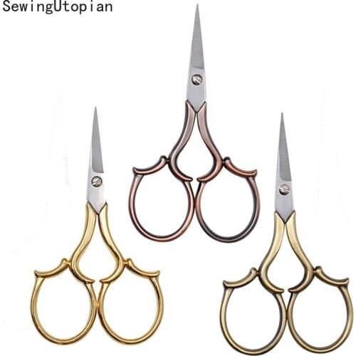 9.5cm Cross Stitch Retro Vintage Antique Fine Sewing Tailor Scissor Handicraft DIY Household Fabric Cut Trim Shear Cutting Tools