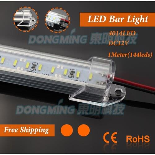 Aluminium U Profile smd 4014 LED bar light 12V double row 144led 1m led luces strip with cover kitchen led under cabinet light