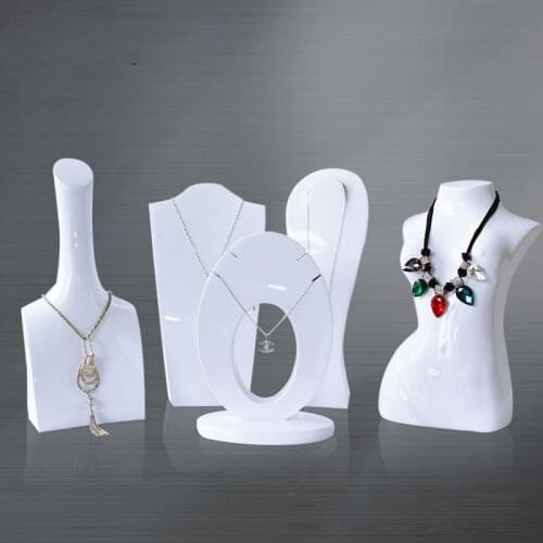 White Jewelry Stand Model Decoration Prop Large Pearl Necklace Display Bust Mannequin Head Necklace Storage Holder Portrait Rack