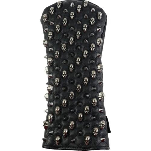 Performance PU Leather Golf Head Covers Club Protector Headcover & Skull, Rivet Design