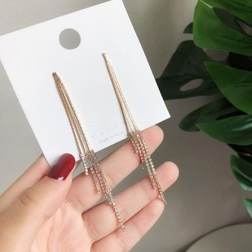 DAVINI Minimalist Shiny Tassel Drop Earrings Elegant Temperament Long Earrings For Women Female Party Wedding Jewelry MG223