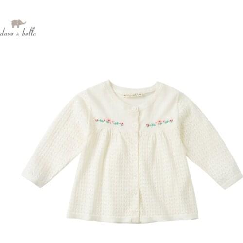 DBM17524 dave bella summer infant baby girls fashion floral embroidery cardigan kids toddler coat children cute knitted sweater
