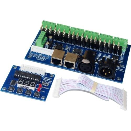 18CH DMX CV decoder;DC12-24V input;18CH*2A output;RJ45 & XRL 3PIN connectors & digital display