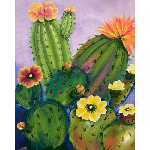 Gatyztory Frame Cactus DIY Painting By Numbers Canvas Drawing Handpainted Kits Acrylic Paints Artwork Unique Gift Wall Decor 60