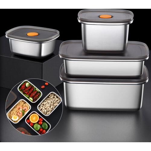 Refrigerator Sealed Food Containers Fresh-keeping Box Refrigerator Rectangular 304 Vacuum Food Sealed Lunch Box Storage Box