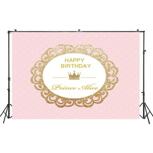 HUAYI Photography Backdrops Birthday Photo Backdrop Gold Frame Baby Shower Birthday Party Decor Banner Photo Background W-639