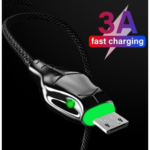 Micro USB 3A LED Cable Fast Charging for Samsung S7 Micro Charger Android Mobile Phone Data Cable For Xiaomi Redmi Note 5 Pro
