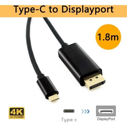 USBC Type-C to Displayport DP Male to Male 4k Converter Cable 1080P Adapter Swither for PC Display Laptop Projector 1.8m
