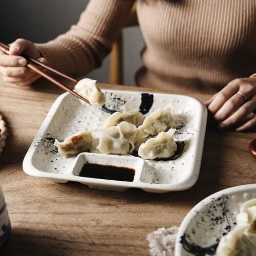 Ceramic Sushi Dumpling Plate Japanese Dinner Plates with Sauce Vinegar Dish Home Decor Christmas Dessert Tray Tableware