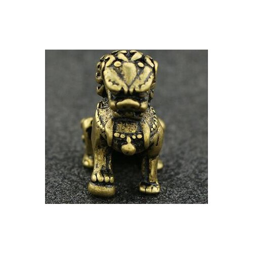 Chinese Pure Brass Seiko Carving Lion Kylin Unicorn Animal Statue Fengshui Safe And Good Luck Home Decoration