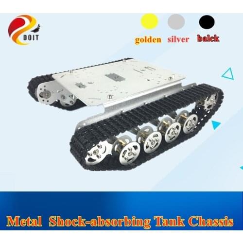 TS100 Shock Absorber Tank Car Aluminum Alloy Chassis Frame with Robotic Arm interface holes for Modification, DIY, Tank model