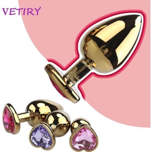 Metal Anal Plug Stainles Steel Heart Shape Crystal Butt Plug Stimulator Anal Sex Toys for Men Women Prostate Massager Dildo