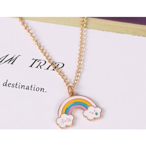 Fashion Rainbow Necklace Cute Romantic Girl Cloud Pendant Zinc Alloy Materia Couple Gift Jewelry Gifts Hot Sale Necklaces