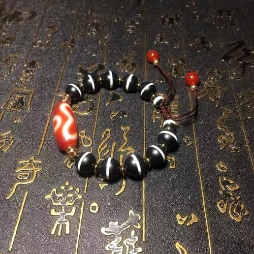Handmade weaving Red/White RUYI 2 eyes Pattern DZI Dragon pattern Agate Beads Men&Women Jewerly Bracelet Free Shipping