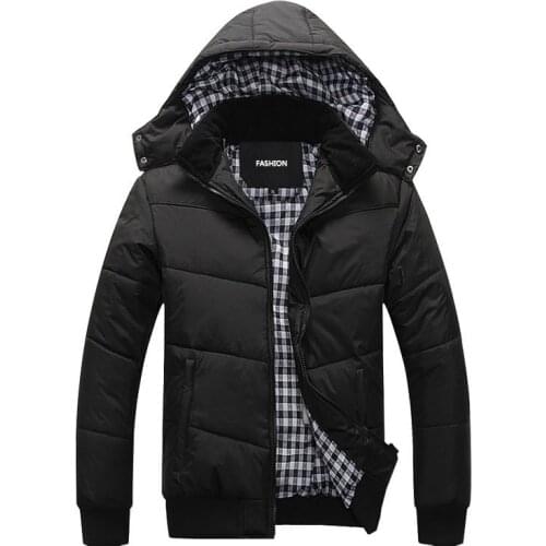 Mens Down Jacket Winter Warm Cotton Mens Hooded Coat Padded Hood Thickened Wool Collar Korean Style Down Jacket Coat 2020 New