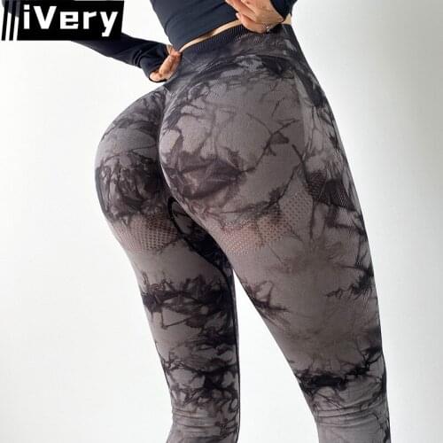 Nylon Tie Dyed Fitness Pants Hip Lifting Sports Tights Fast Dry Peach Yoga Pants Womens Seamless High Waisted Yoga Leggings