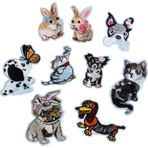 New 1PCS CartoonLovely Animals Dog Cat Rabbit Patch High Quality Embroidery Iron Sew on Patches Decor for Bag Jeans Applique