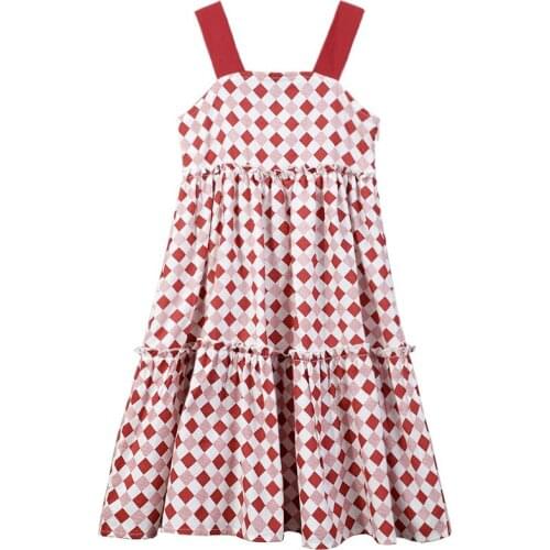 Teen Girl Dress 2020 Baby Girl Summer Dress Plaid Patchwork Cotton Children Princess Dresses Kids Clothes For Fashion Holidays
