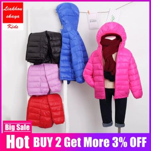 Childrens Winter Jackets Outerwear Down Jacket For Girl Autumn Warm Down Hooded Coat Teenage Parka Kids Jacket Size 100-160 cm