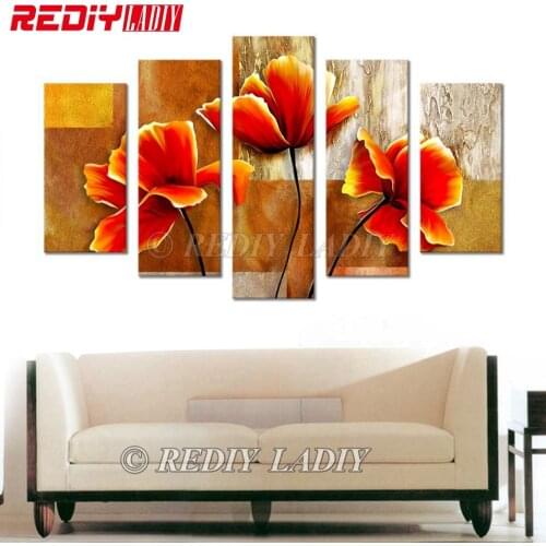 REDIY LADIY Diamond Painting Cross Stitch Triptych Diamond Embroidery Crystal Modular Picture Poppies Flowers Mosaic Home Decor