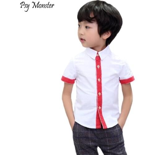 Summer Short Sleeve Boys Birthday Party Shirts Casual Turn-down Collar Camisa Masculina Blouses for Children Kids Clothes S25