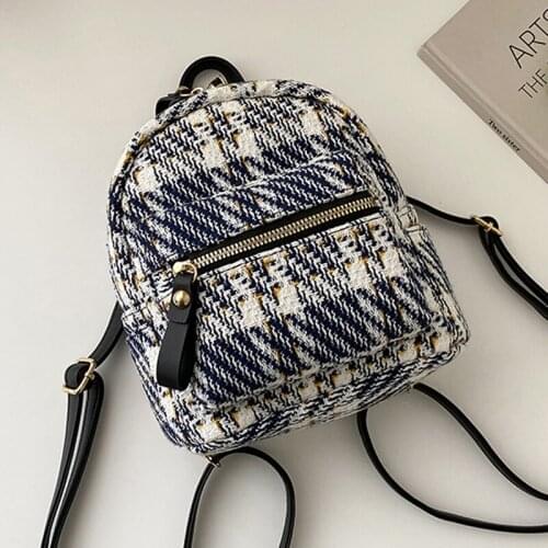 DORANMI Plaid Small Backpack For Women 2021 Plaid Autumn Book Back Bags Female Rucksack Luxury Brand Designed Back Bags SB580