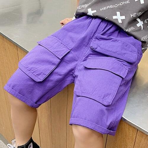 Boy Shorts Casual Army Green Color Cargo Shorts for Boy Summer Cotton Shorts With Pocket Korea Style Fashion Kids Wear 4 To 13 Y