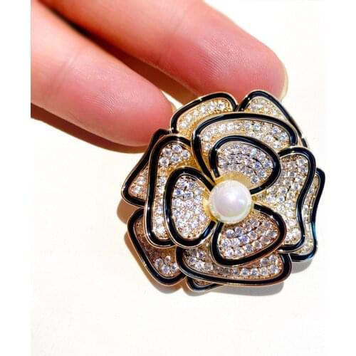 Ekopdee Elegant Classic Flower Zircon Brooches For Women High Quality Crystal Brooch Wedding Jewelry Business Dinner Party Pins
