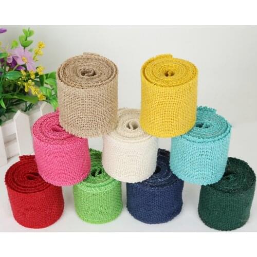 2Meter 6cm Natural Jute Burlap Ribbon Hessian Lace Jute Roll For Rustic Vintage Wedding Decoration Christmas Party Supplies