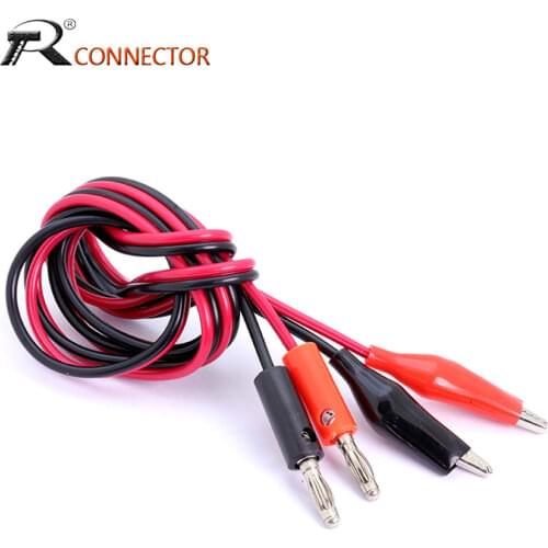 1pc Copper 4MM Dual Alligator Clip to Banana Connector Oscilloscope Test Probe Cable 1M 3FT Red Black