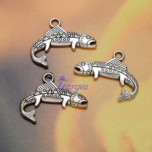 20pcs/lot--25x18mm, Sea Fish cham,Antique silver plated fish charms,DIY supplies,Jewelry accessories