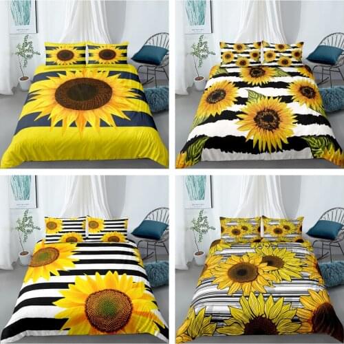 2021 New Design 3d Digital Sunflower Printed Duvet Cover Set 1 Quilt Cover + 1/2 Pillowcases Single Twin Double Full Queen King